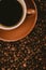 Coffee cup and beans background