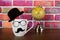 Coffee cup with a black hipster mustache