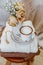 Coffee cup cappuccino, vintage dried flowers, cozy home