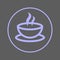 Coffee cup circular line icon. Cafe round colorful sign. Flat style vector symbol.