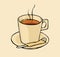 Coffee cup with espresso. Vector color vintage Illustration