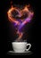 Coffee cup with a fire heart