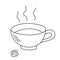 Coffee cup, grain beverage. Mug of invigorating americano cappuccino, espresso, morning hot drink. Doodle hand-drawn sketch style
