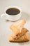 Coffee cup and homemade cookies/coffee cup and homemade cookies on a stone background, selective focus