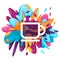 coffee cup hot cafe glass tea cup icon in colorful splat paint liquid splashing ink splash design creative illustration