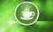 Coffee cup icon premium glossy button isolated on abstract shiny green background