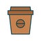 Coffee cup lineal color icon on white background