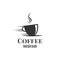 Coffee cup logo. Fast coffee design on white