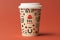 Coffee cup logo with whimsical illustration. Beautiful picture. Generative AI