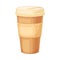 Coffee Cup Made of Carton or Cardboard Eco Package with Hot Drink Inside Vector Illustration