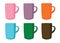 Coffee cup Multi color and many coffee cups Multi color pink purple orange blue green brown