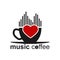Coffee Cup, music spectrum, heart and lettering coffee music