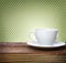 Coffee cup on polkadots background