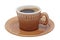 Coffee in cup on saucer isolated.