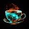 Coffee Cup Shape In Fire On Black Background. Generative AI