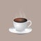 Coffee cup with smoke. Coffee cup flat design vector image. Smoke over warm cup of coffee on background.