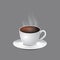 Coffee cup with smoke. Coffee cup flat design vector image. Smoke over warm cup of coffee on background.