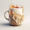 Coffee Cup Splash: A 3d Illustrator\\\'s Render In The Style Of Mike Dargas