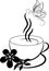 Coffee cup with steam line and flower and butterfly,coffee cup shapes,  vector illustration eps10