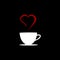 Coffee cup tea hot with heart steam line icon red