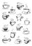 Coffee cup and tea mug icon set for drink design