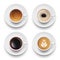 Coffee cup top view. Hot delicious drinks with coffee foam cappuccino espresso americano decent vector cups realistic