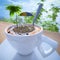 Coffee cup vacation relaxing concept composition