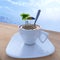 Coffee cup vacation relaxing concept composition