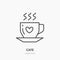 Coffee cup vector flat line icon. Cafe linear logo. Outline symbol of hot drink