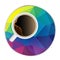 Coffee cup vector illustration in modern multicolor polygonal