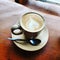 Coffee cup on wood table