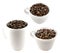 Coffee cups full of coffee beans