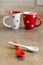 Coffee cups love set (teaspoon closeup)