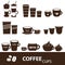 Coffee cups and mugs sizes variations icons set eps10