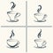 Coffee cups with smoke icon set