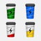 Coffee Cups Vector Illustration Displayed as Battery Icons Set