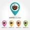 Coffee cute cup logo,cofee station concept