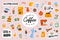 Coffee cute stickers template set. Scrapbooking elements