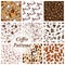 Coffee and desserts seamless patterns set