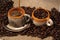 Coffee display with coffee beans