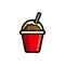 Coffee drink colored with contour fast food vector icon