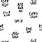 Coffee Drink types sign lettering seamless pattern