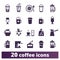 Coffee Drinks And Coffeehouse Vector Icons Set