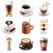 Coffee drinks icons vector set