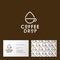 Coffee drop logo. Coffee emblem. A cup and drop linear flat icon. Hipster flat logo for cafe.