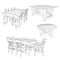 Coffee Farmhouse Table and Chair Digital Line Art