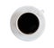 Coffee filled cup top view on isolated white background