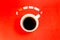 Coffee is a fuel concept - a cup on a red background