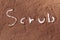 Coffee ground with scrub text