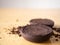 coffee grounds after bean extraction espresso machine perfect cookie powder pile brown roasted dark black drink caffeine food